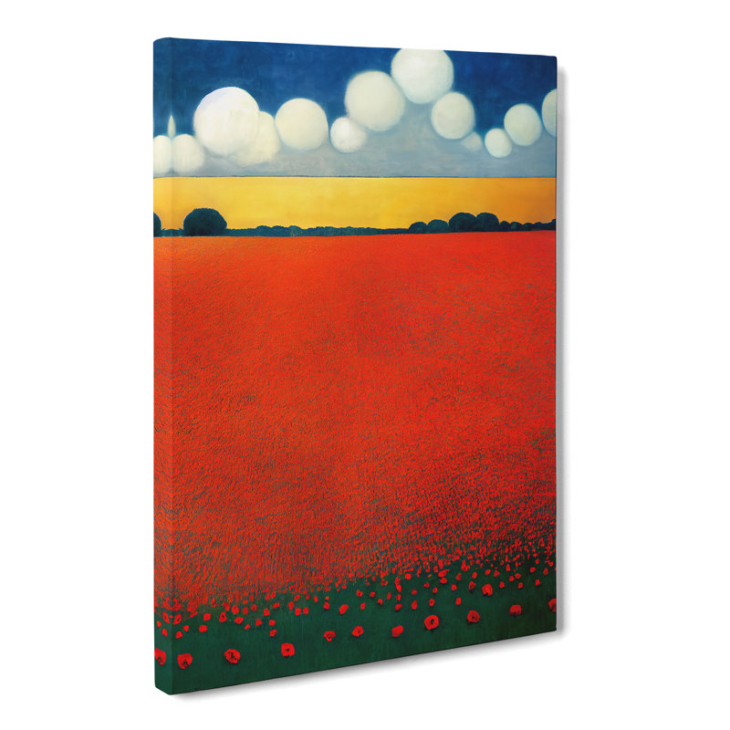 Contemporary Poppy Flower Field Vol.4 - Wrapped Canvas, 50cm H x 35cm W x 3cm D