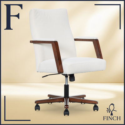 Finch Neo One Mid Back Office Chair, Soft Velvet, Medium Cushion Seat, Padded Wooden Armrests by Finch