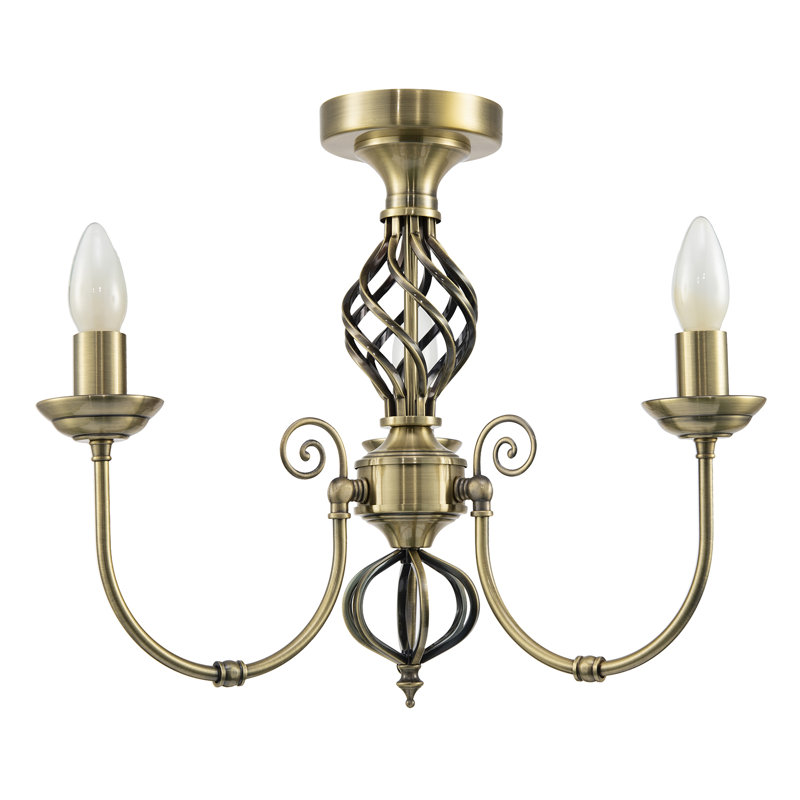 Semi Flush Mount, Antique Brass