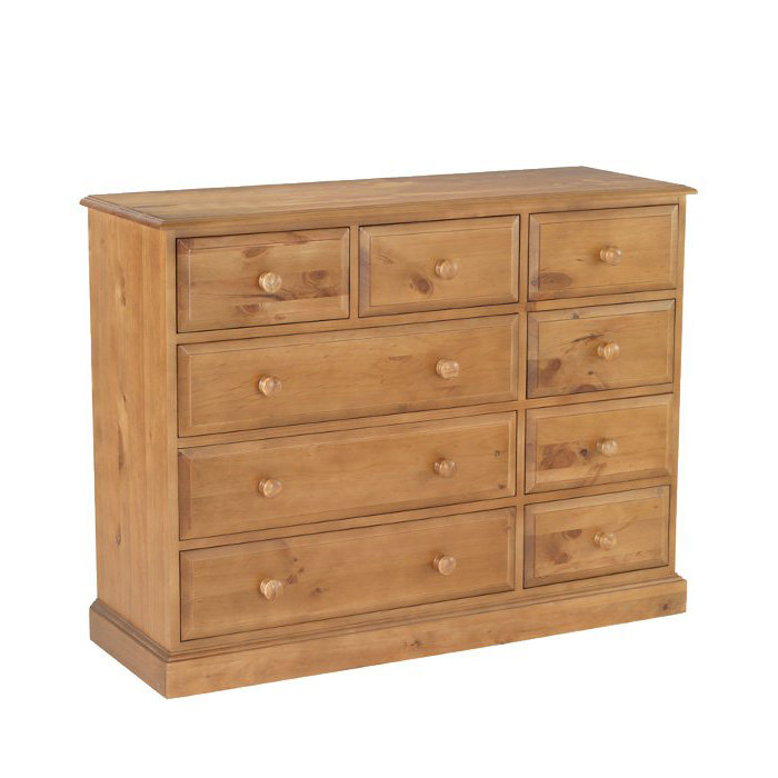 Hendon Solid Wood 126 cm W Chest of 9 Drawers