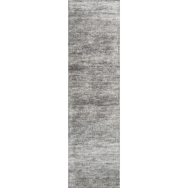 Tapis gris en polyester tissé à la machine Eichelberger Nailwell, Tapis de couloir 2 pi 3 po x 7 pi 6 po