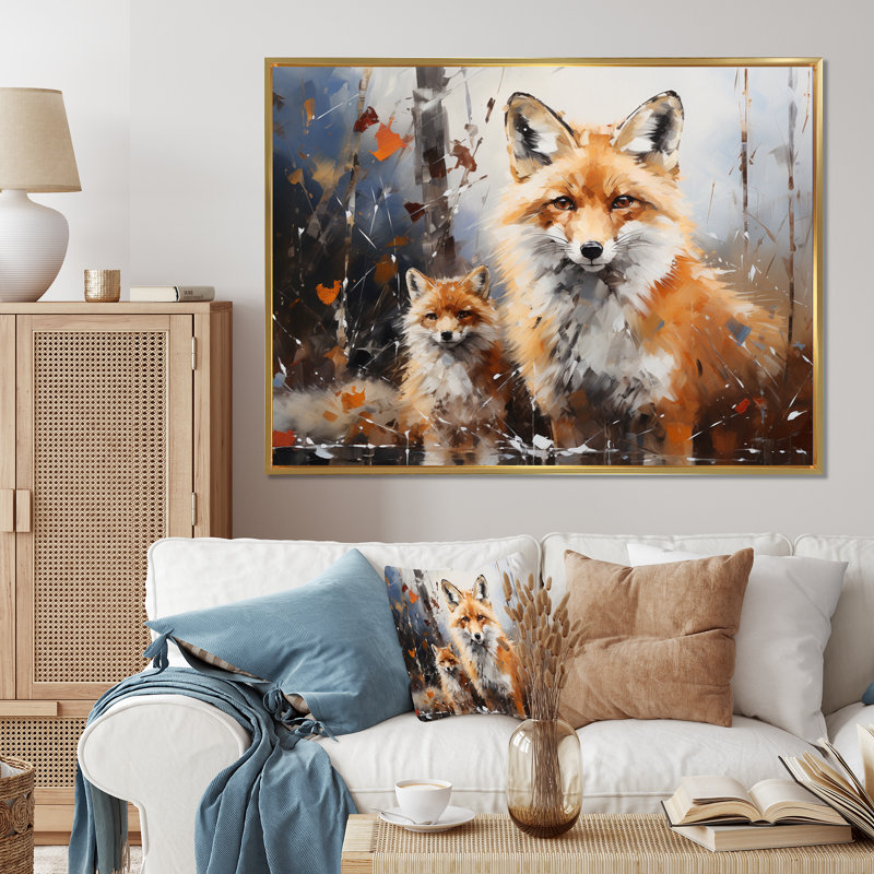Animal Rusty Red Fox, reproduction d'art sur toile, H 12 po x l 20 po x P 1 po, Cadre flottant doré