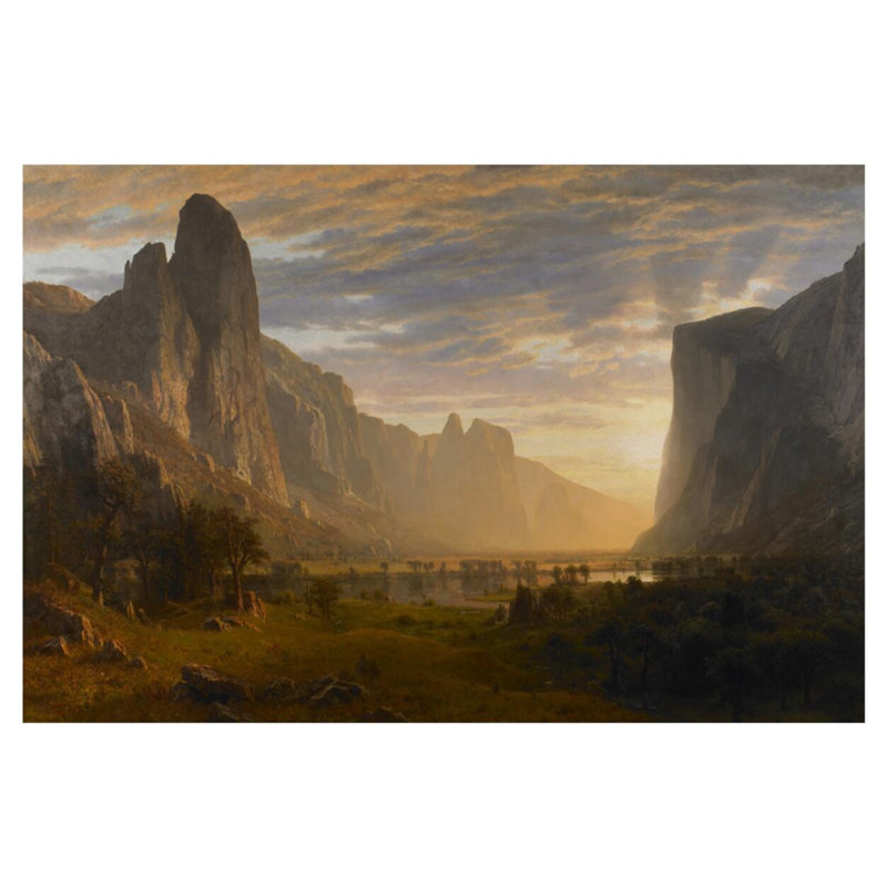 «Look Down Yosemite Valley California» par Albert Bierstadt - Impression giclée, H 32 po x l 40 po