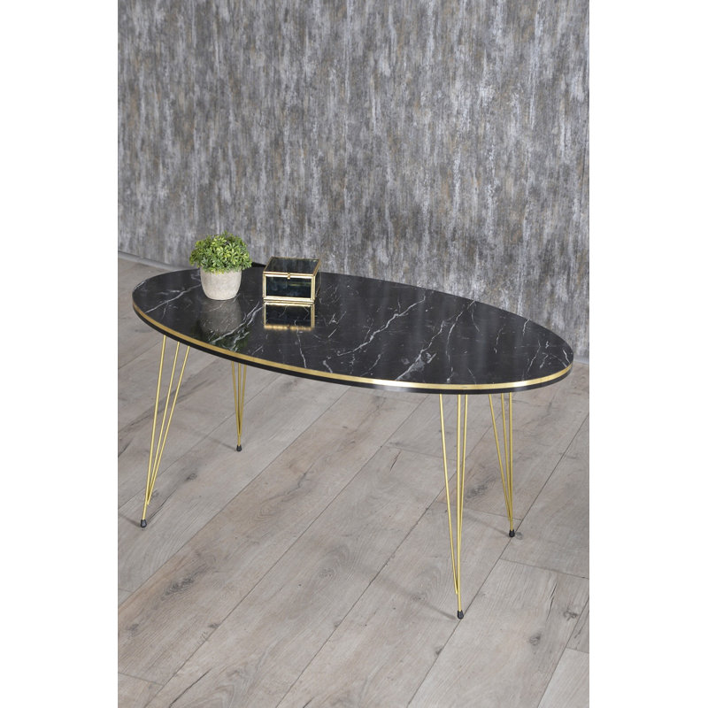 Luka Living Room Table Set, Black Marble