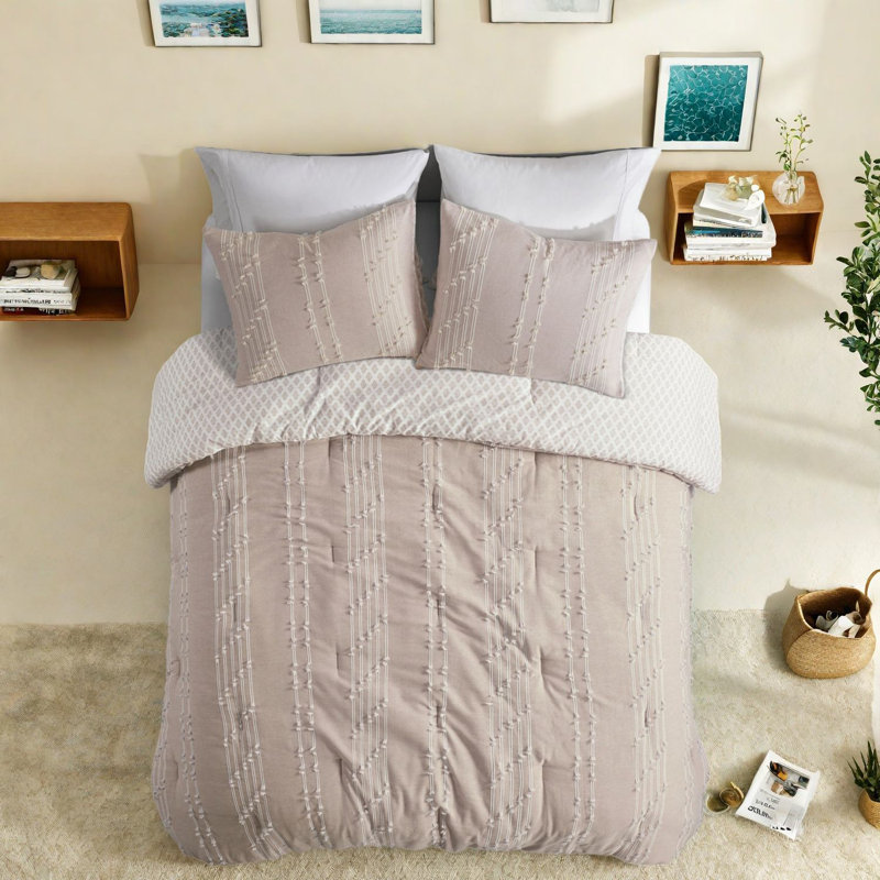 Ensemble de literie de luxe en jacquard de coton, édredon réversible et taies décoratives