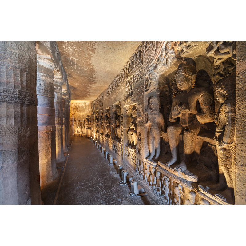 Ajanta Caves, India, 61cm H x 91cm W