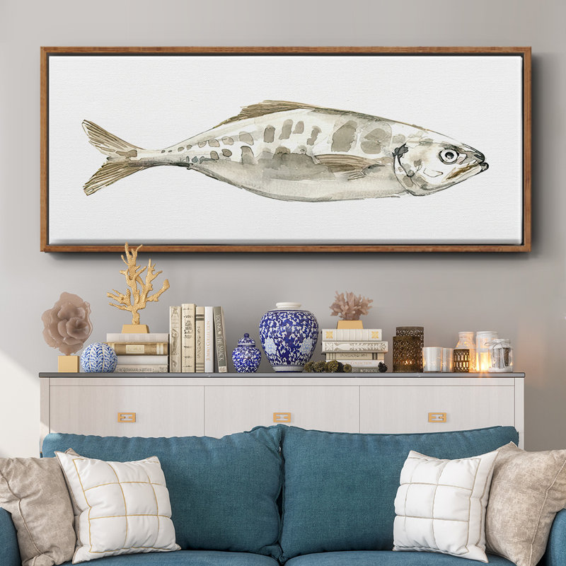 Silver Fish II- Framed Canvas, 24" H x 60" W