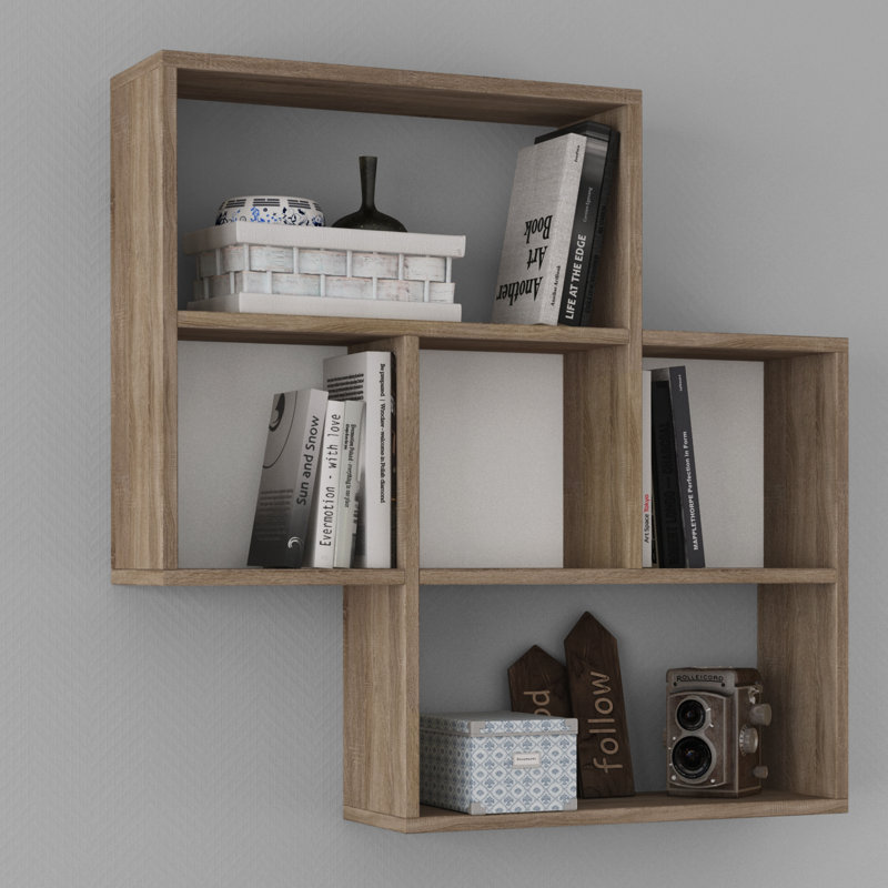 Carr 5 Piece Floating Shelf, White & Oak