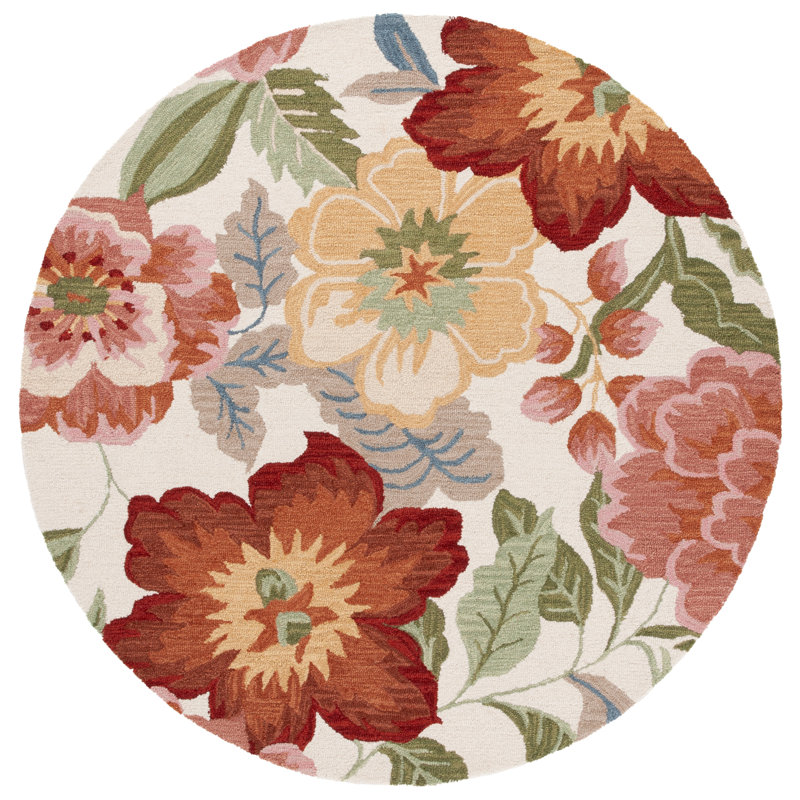 Chelsea Round Ivory Floral Hand Tufted Wool Rug