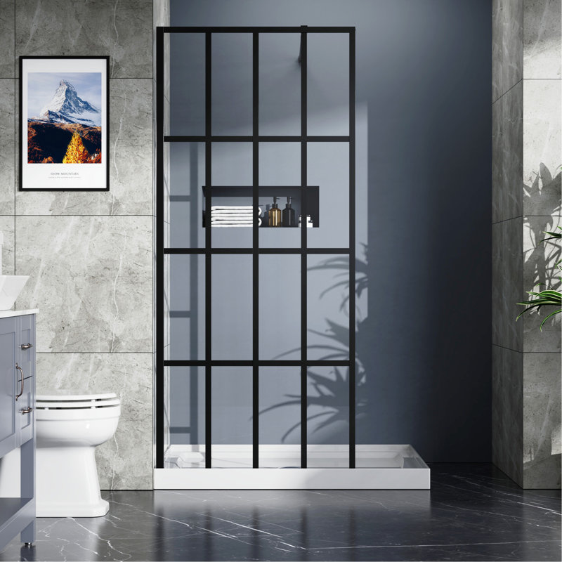 Porte de douche 34 po x 72 po avec finition noire