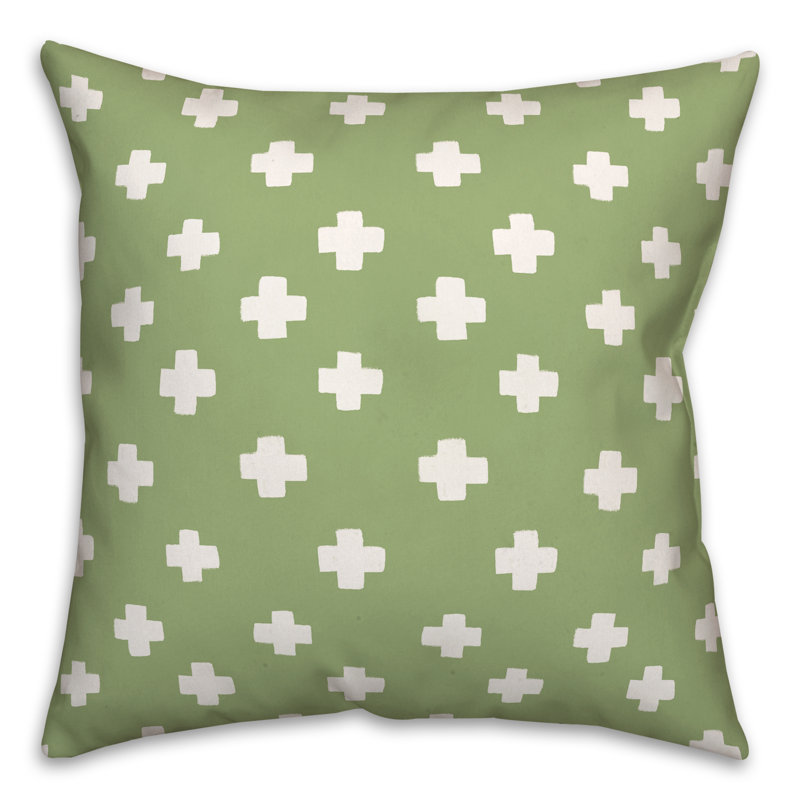 Geometric Outdoor Reversible Throw Pillow, Green