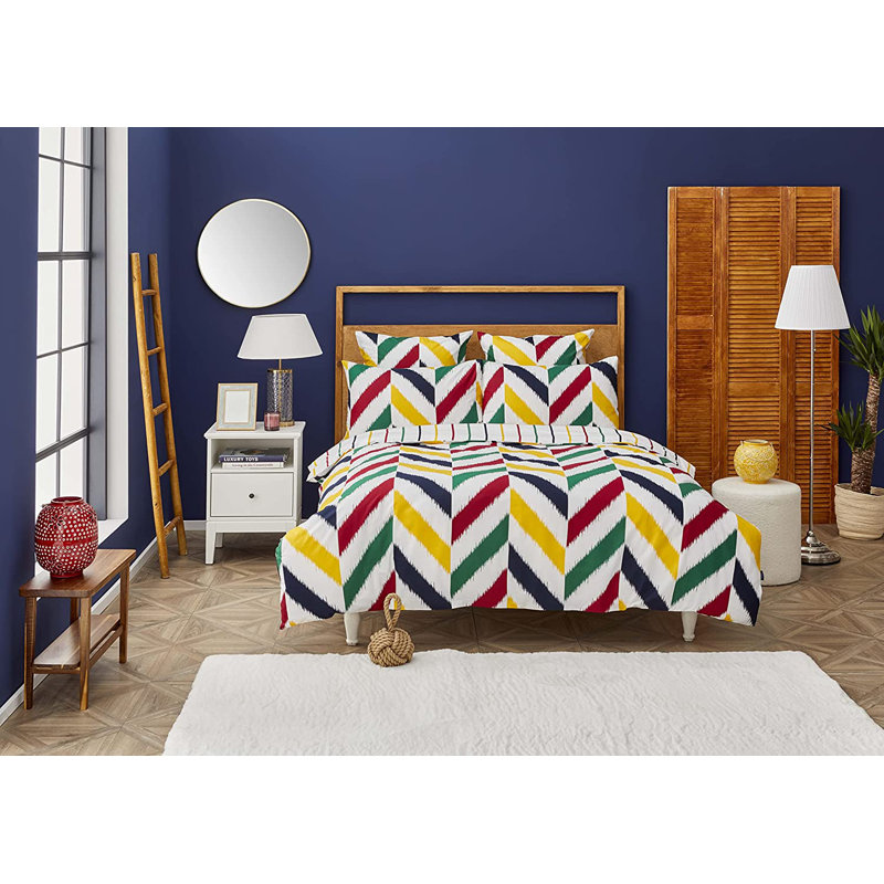 Nautica Herring 100% Turkish Cotton Down Duvet Cover Set, White Multi, Double