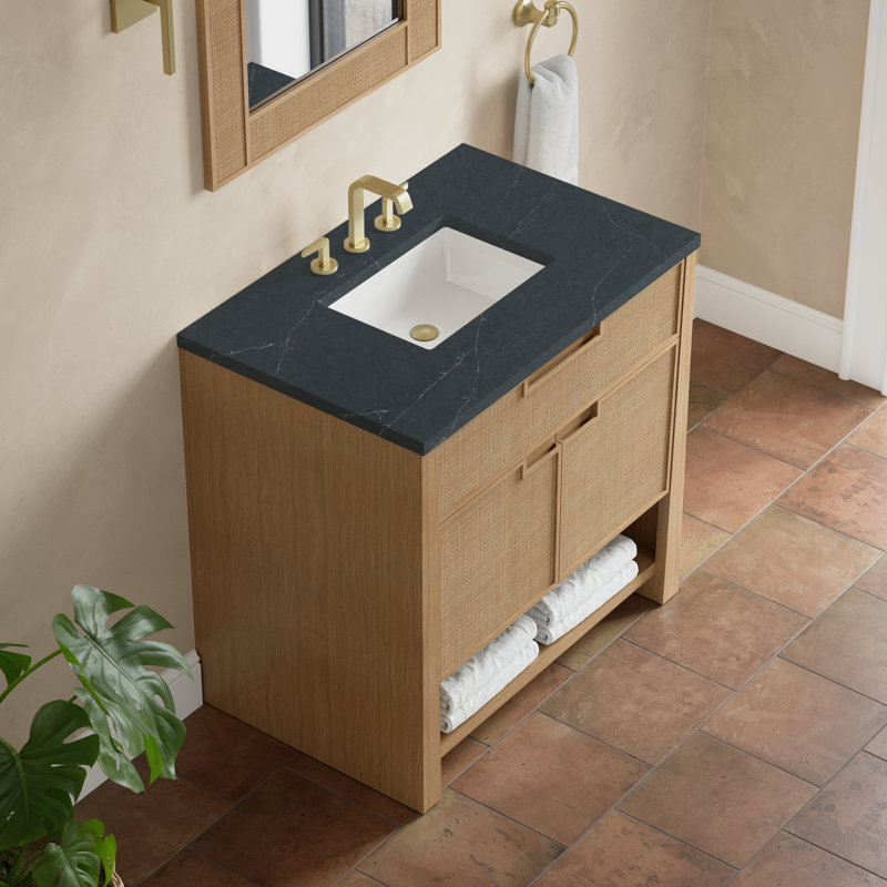 Solene 36'' Single Bathroom Vanity with Top, Charcoal Soapstone, Widespread