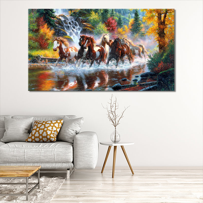 Seven Horses Running Wild - Wrapped Canvas Print, 31cm H x 51cm W