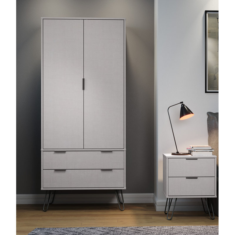 Landyn 2 Doors Wardrobe, Grey