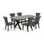 Ensemble de meubles de salle à manger 7 pièces comprenant une table de salle à manger rectangulaire avec pieds en X et 6 chaises parsons Gotham en tissu de lin foncé, noir brossé-736812660-736812658