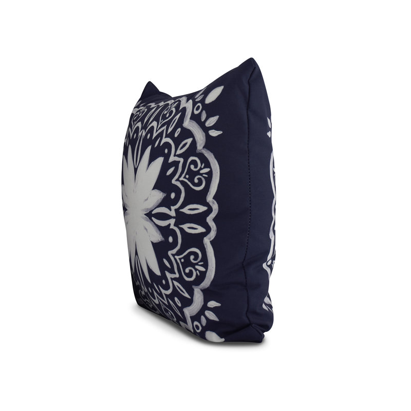 Cuban Flare Reversible Throw Pillow, Navy Blue, 26" x 26"