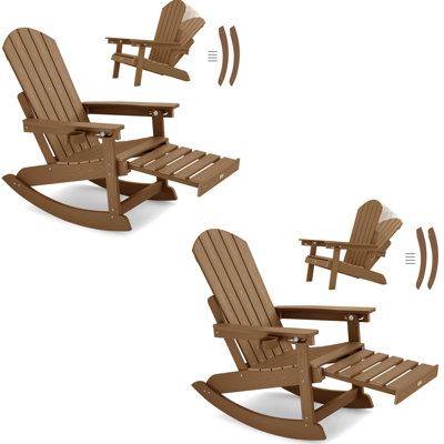 Chaise berçante d'extérieur surdimensionnée en plastique avec repose-pieds rétractable Hips