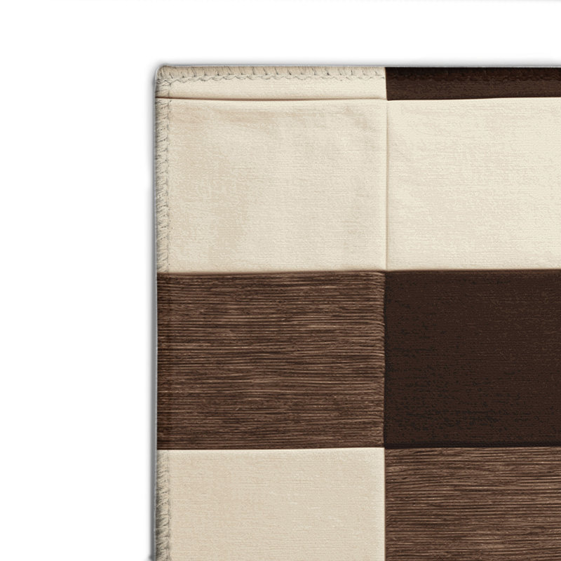 Tapis d'intérieur et d'extérieur à carreaux beige, Rectangulaire 2 pi x 3 pi