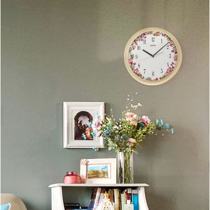 QXA777PRH Wall Clock, Pearlized Pink & White, White