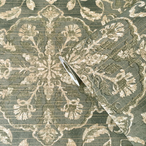 Elegance 10m x 53cm Metallic Wallpaper Roll, Green