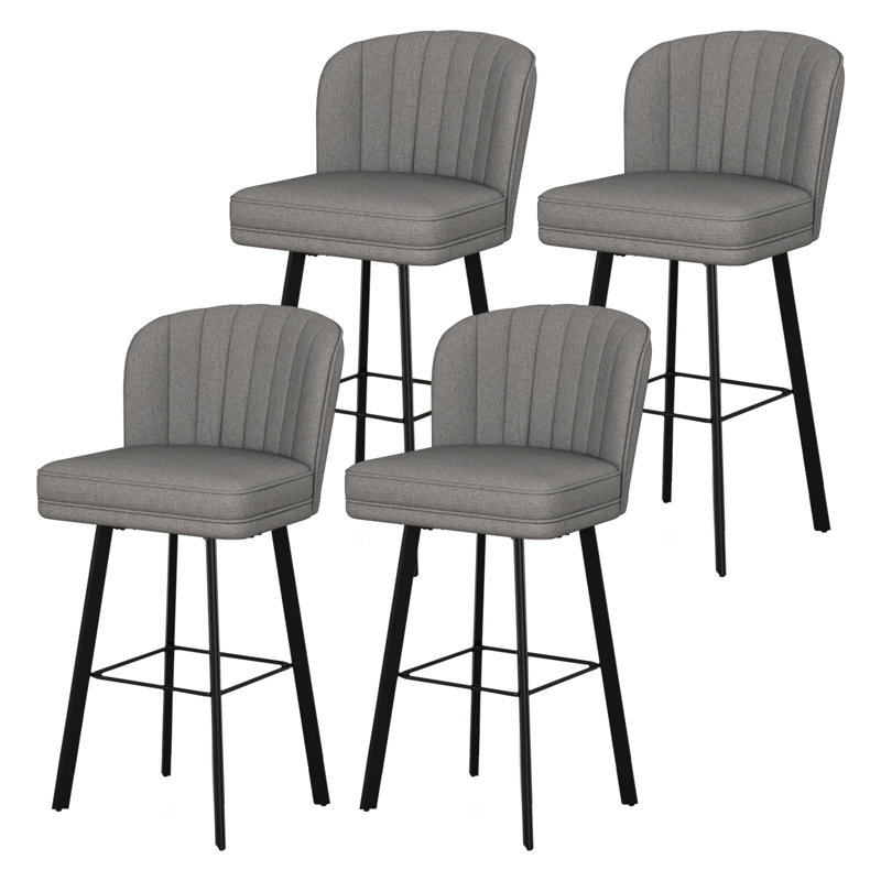 Tabourets de bar pivotants de 30 po à hauteur de comptoir avec dossier, tabourets d'îlot de cuisine avec dossier à coquille capitonnée, siège rembourré et pieds en métal avec repose-pieds