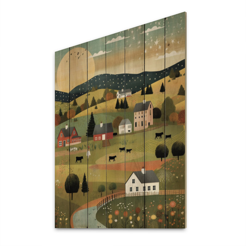 Country Vistas - Impression campagne sur bois de pin naturel, H 32 po x l 24 po x P 0,78 po