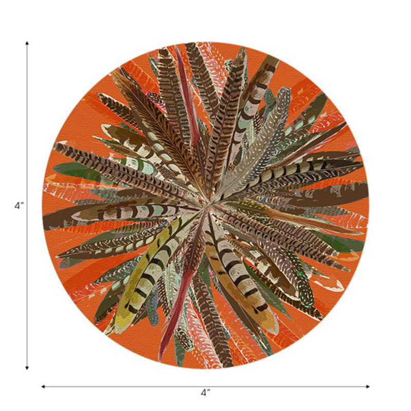 Ensemble de table rectangulaire orange en plumes de faisan, Orange