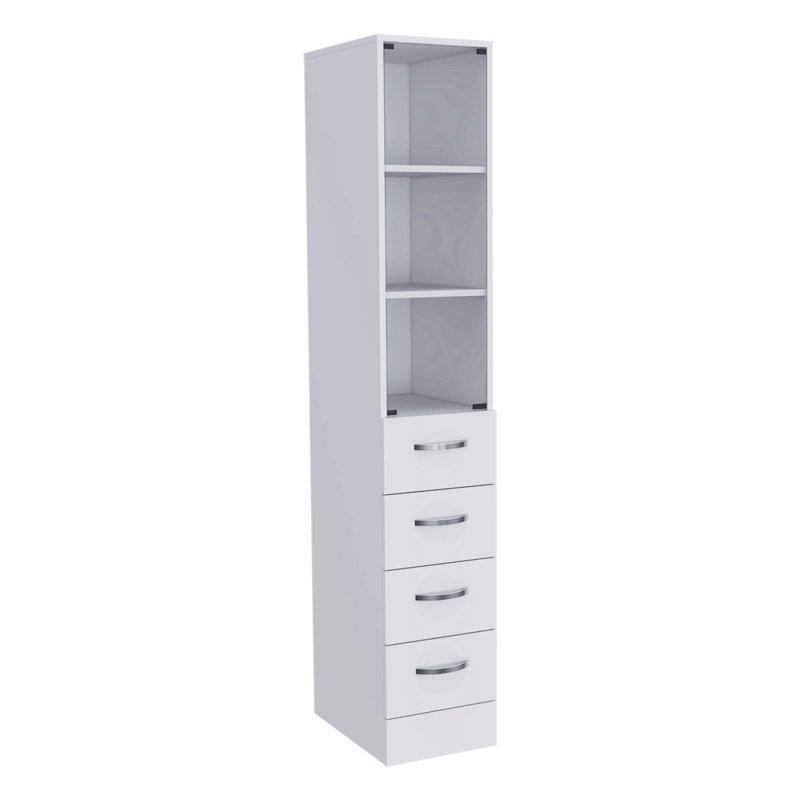 Armoire à linge, trois tablettes, quatre tiroirs