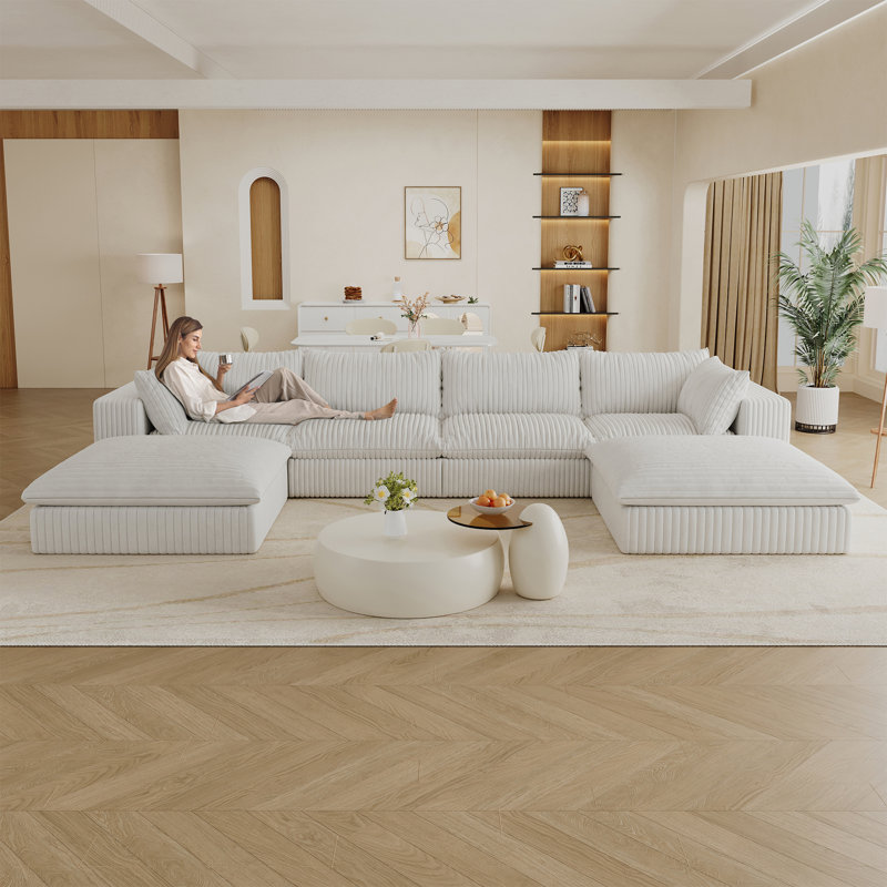 Canapé 157,6 po Cloud, H 24 po x l 157,6 po x P 78,8 po, Blanc, 4