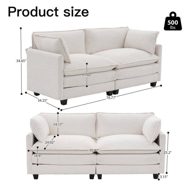 Canapé avec accoudoirs Redenius, Beige