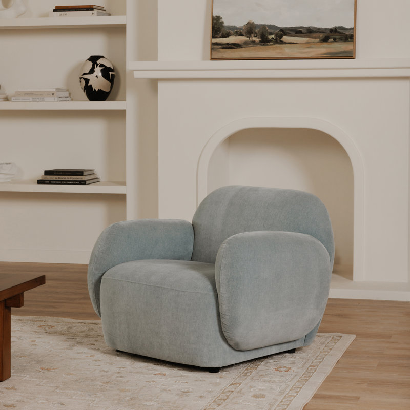 Mikah Upholstered Armchair, Light Blue Performance