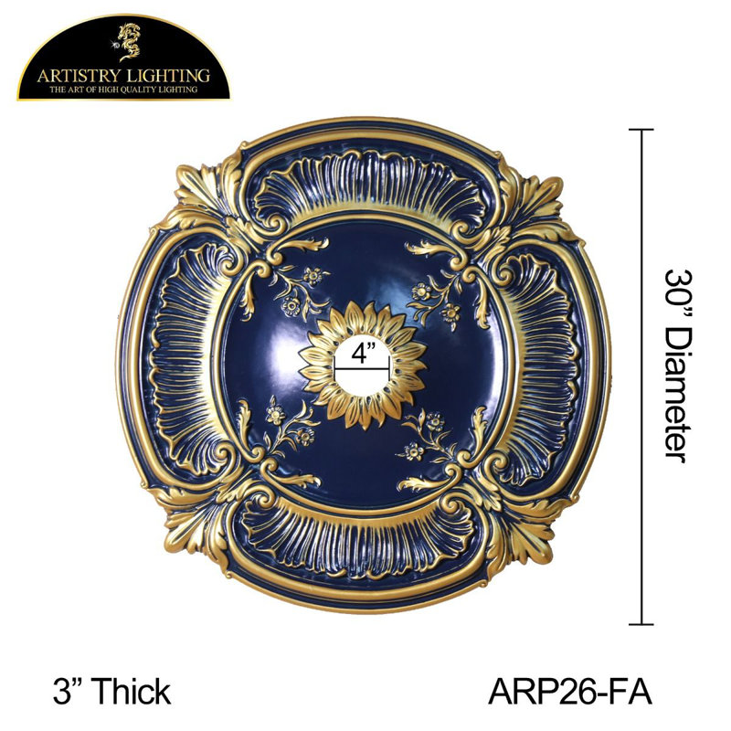 Médaillon de plafond rond à motif de fleurs bleu marine 30 po Artistry Lighting (ARP26-FA)
