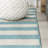 Claren Two-Tone Wide Stripe Aqua/Cream Indoor/Outdoor Rug-69807439
