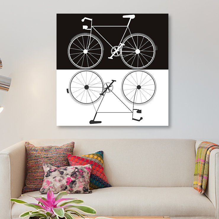 «Two Bikes», impression sur toile, H 12 po x l 12 po x P 0,75 po, Pas de tapis, Toile tendue