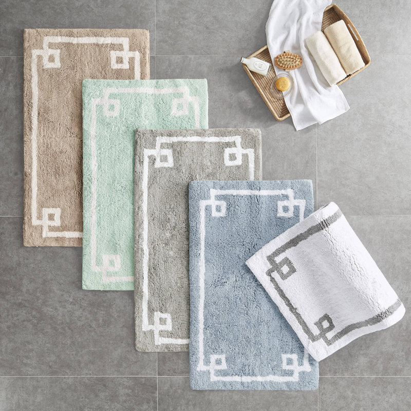 Evan 100% Cotton Tufted Bath Rug with Non-Slip Backing , Blue, 24" W x 40" L