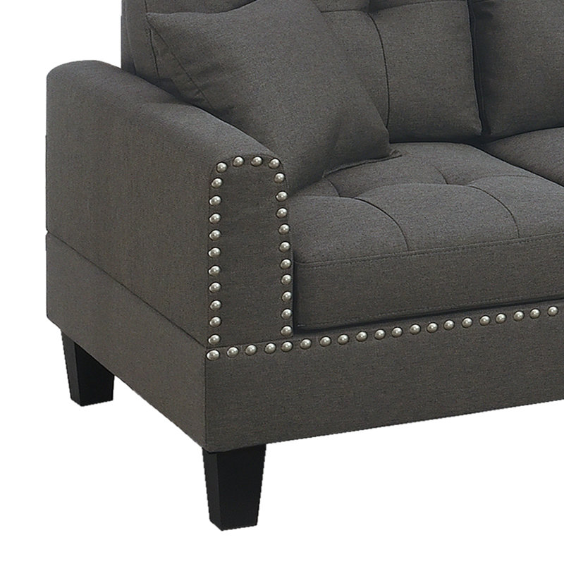 2-Piece Sectional Set, Dark Coffee Fabric