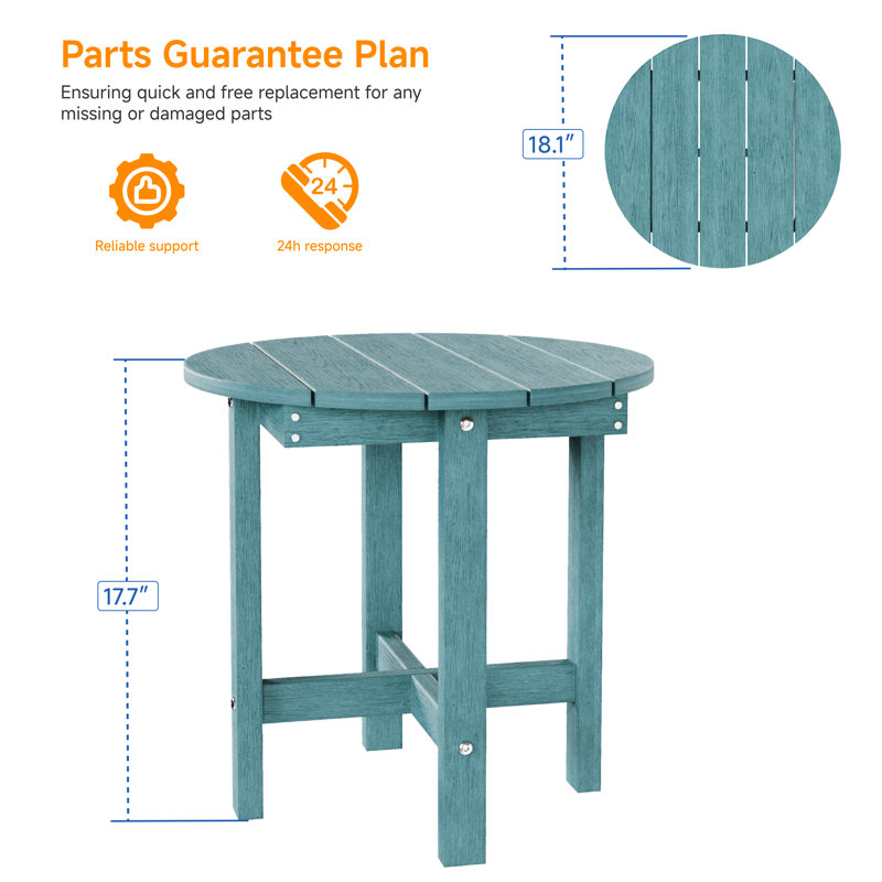  HDPE Small Round Side Table, Sturdy Outdoor Side Table, Weather-Resistant Outdoor End Tables for Patio, Porch, Deck