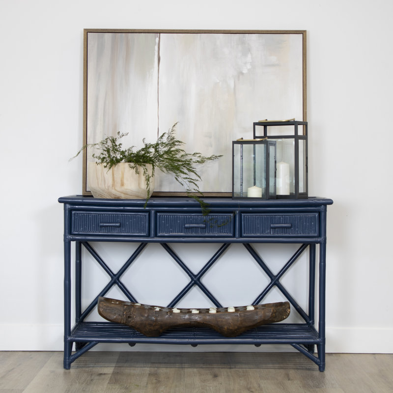 Console crayon en rotin de 54 po de largeur, Marine