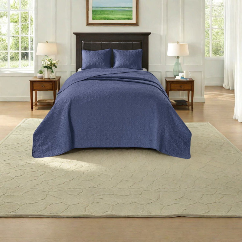 Reversible Cotton Bedding Sets, Navy Quilt For Home Comfort