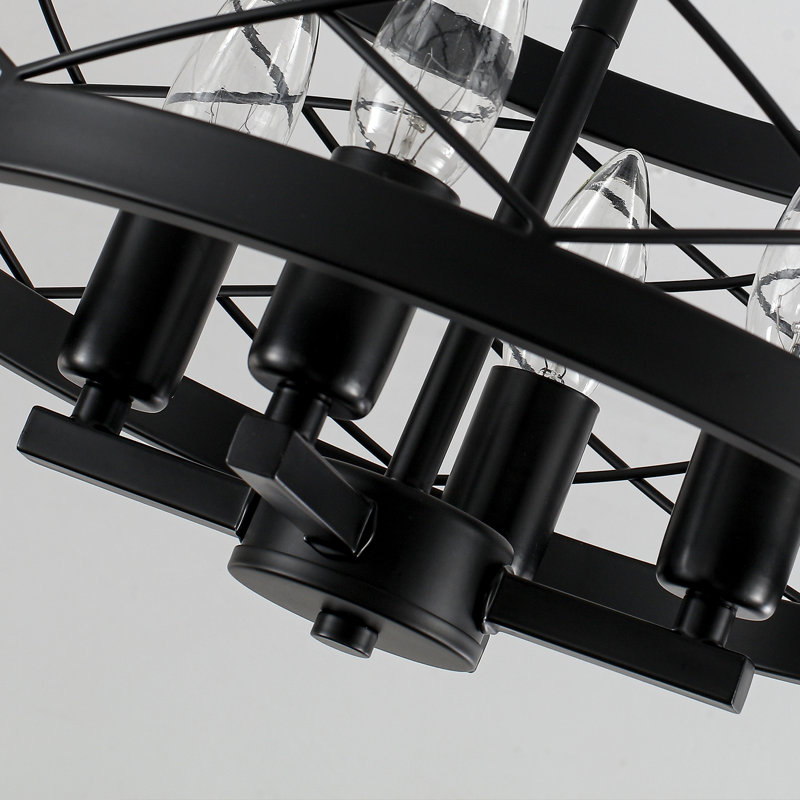 Plafonnier semi-encastré industriel 4 lumières à abat-jour cylindrique 12,59 po, Noir mat