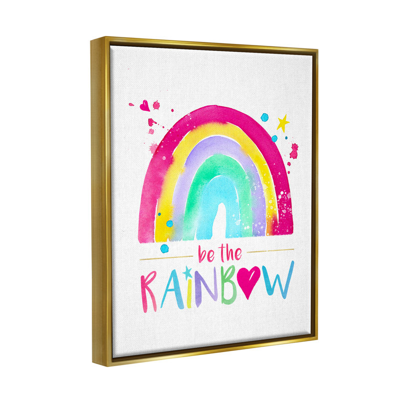 Ajanea Modern Rainbow Splash par Enya Todd, H 21 po x l 17 po x P 1,7 po, Cadre flottant métallique doré