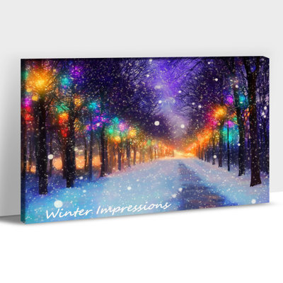Grandes impressions d'hiver sur toile 28 x 40 pouces, paysage enneigé, photos d'arbre de Noël, impressions sur toile d'hiver moderne pour salon, chambre à coucher, bureau, vacances, décoration murale, prêt à être accroché, 32 po x 48 po