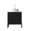 Ensemble de meuble-lavabo sur pied 24 po avec lavabo, meuble-lavabo autoportant avec 2 portes TURIO, lavabo rond en céramique blanc avec motif en pierre et comptoir blanc de Carrare, sans robinet, couleur noire