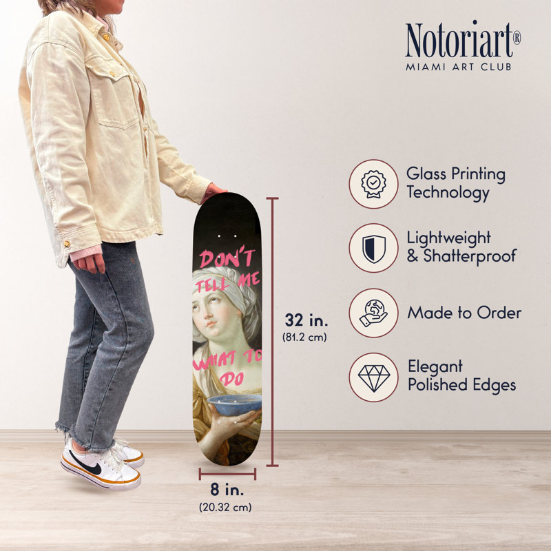 Notoriart Modern Typography Acrylic Wall Art, 1 pc 8" x 32", Skateboard, What To Do