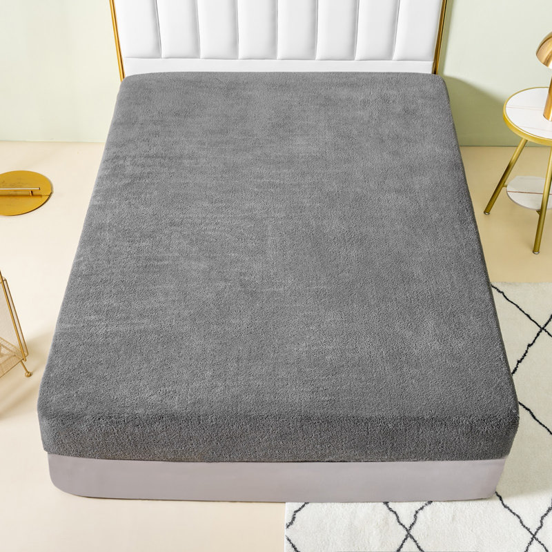 Teddy Fleece Fitted Sheet, Dark Grey, Single (3')