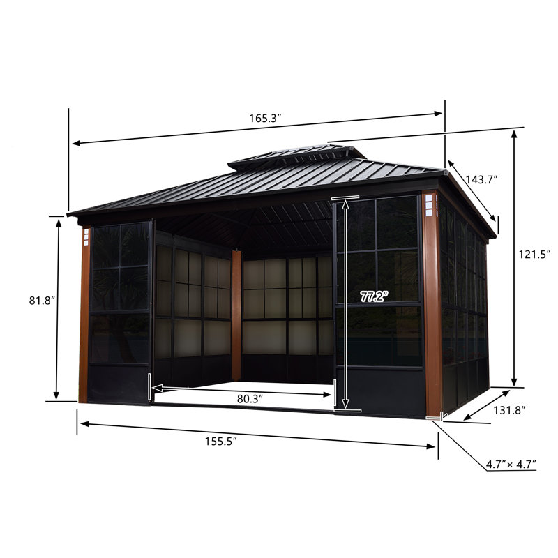 4m x 3.5m Aluminium Patio Gazebo