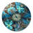 Fractal Blue Flowers - Floral Round Metal Clock-34140694