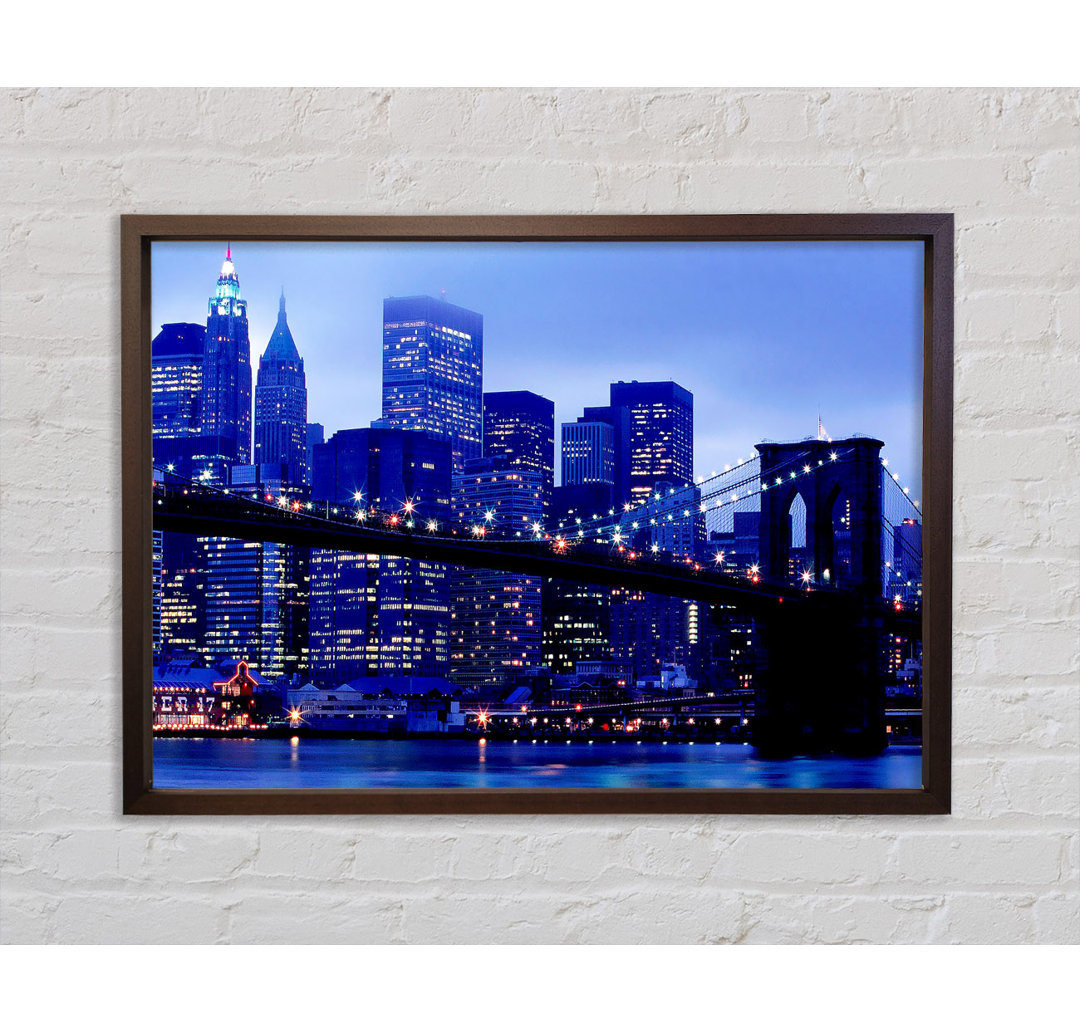 Brooklyn Bridge Blue Hue - Einzelner Bilderrahmen Kunstdrucke auf Leinwand