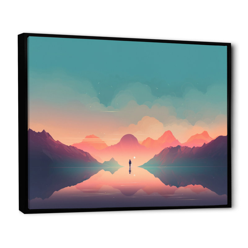 Minimalist Horizon I sur impression sur toile, H 12 po x l 20 po, Cadre flottant noir